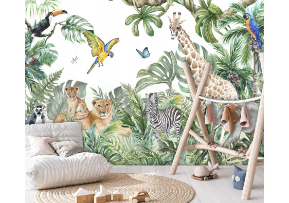Papier peint pour enfants for&ecirc;t animaux jungle safari papier peint pour enfants 400x280