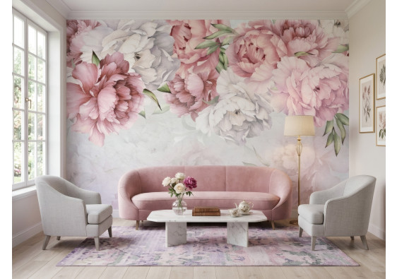 Papier peint floral roses pivoines pour chambre &agrave; coucher salon papier peint mural 400x280