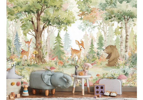 Papier peint pour enfants for&ecirc;t animaux papier peint pour chambre d'enfant 400x280