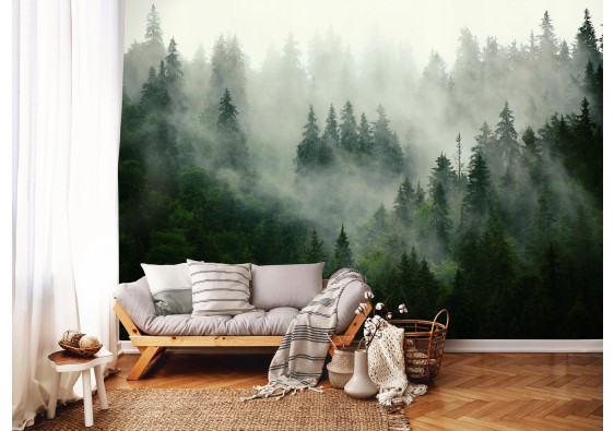 Papier peint for&ecirc;t dans le brouillard pour chambre &agrave; coucher salon papier peint intiss&eacute; 400x280