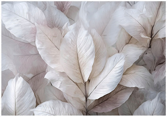 Papier peint abstrait 3D feuilles grises pour la chambre &agrave; coucher ou le salon 400x280