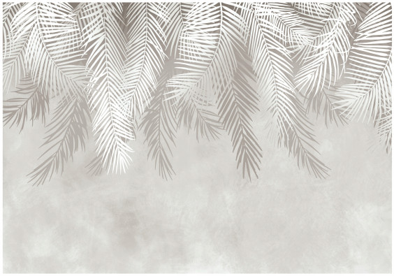 Papier peint feuilles de palmier et plumes pour chambre &agrave; coucher ou salon, papier peint mural 400 x 280