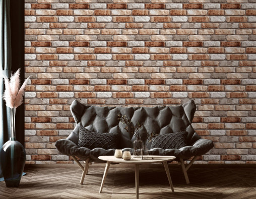 Papier peint effet brique sur intiss&eacute; pour salon et chambre &agrave; coucher
