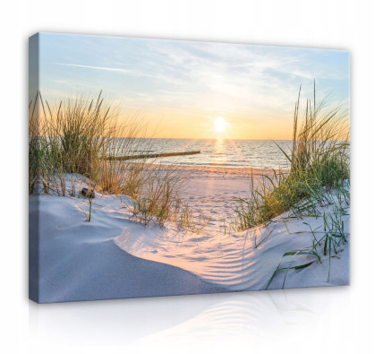 Tableau 3D &laquo; Plage et mer &raquo; sur toile pour le salon, 60 x 40