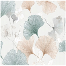 Papier peint abstrait avec des feuilles de ginkgo pour la chambre à coucher ou le salon, 150 x 105 cm