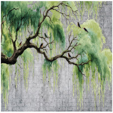 Papier peint arbre béton vert chambre salon papier peint intissé 200x140