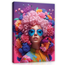 Tableau femme fleurs abstraction pour mur 120x80