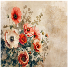 Papier peint photo fleurs vintage sur fond béton beige pour la chambre à coucher et le salon 250 x 175