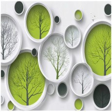 Papier peint abstrait 3D arbres géométrie pour la chambre à coucher ou le salon 150x105