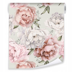 Papier peint à fleurs pivoines intissé rouleau chambre à coucher