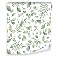 Papier peint feuilles vertes sur intissé mur salon chambre cuisine mural