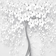 14215 - Style glamour Arbre blanc argenté 3D