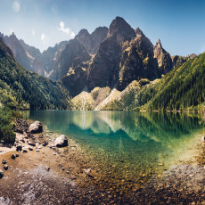 Image de montagne, paysage, lac sur toile