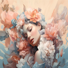 14664 - Femme Fleurs Pastel Élégance