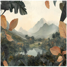 Papier peint nature montagne forêt lac chambre salon papier peint intissé 250x175