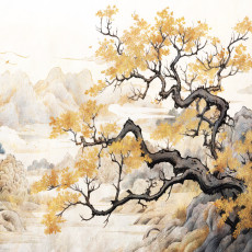 15024 - œuvre d'art japonaise représentant un arbre