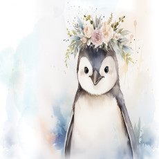 15221 - Pour les enfants : pingouin aquarelle
