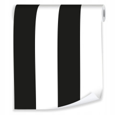 Papier peint à rayures noires et blanches, rouleau de 10 m