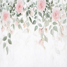 Papier peint photo feuilles vertes fleurs roses pour chambre à coucher salon papier peint