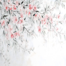 Papier peint floral cerisiers feuilles vertes pour chambre à coucher salon papier peint