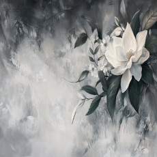 Papier peint photo feuilles fleurs béton gris cuisine chambre salon papier peint
