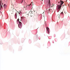 Papier peint photo « Feuilles suspendues roses » pour chambre à coucher ou salon, papier peint intissé, 150 x 105