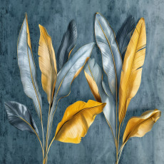 Papier peint « Feuilles de bananier dorées » pour chambre à coucher ou salon, papier peint intissé, 150 x 105