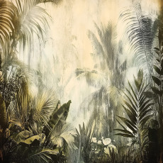 Papier peint jungle à feuilles vintage pour chambre ou salon, papier peint intissé 150 x 105