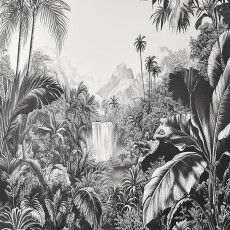 Papier peint jungle noir et blanc pour chambre à coucher ou salon, papier peint intissé 150 x 105
