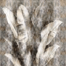 Papier peint « Feuilles de bananier » gris pour chambre ou salon, papier peint intissé, 150 x 105