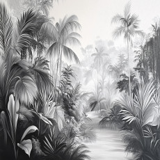 Papier peint jungle noir et blanc pour chambre à coucher ou salon, papier peint intissé 150 x 105