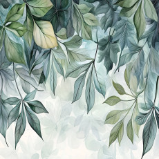Tableau représentant des feuilles vertes suspendues pour chambre, salon ou cuisine, sur toile