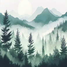 Papier peint photo forêt montagnes paysage nature chambre salon papier peint intissé