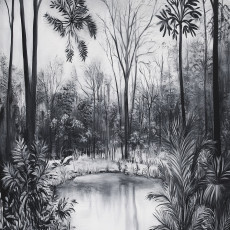 Papier peint forêt noir et blanc nature chambre salon papier peint intissé