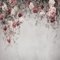 Papier peint fleurs roses béton chambre salon papier peint intissé