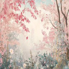 Papier peint photo forêt rose nature chambre salon papier peint intissé
