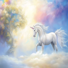 Papier peint pour fille, enfants, licorne, ciel, papier peint intissé, 150 x 105