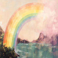 Papier peint pour fille enfants arc-en-ciel lac papier peint intissé