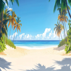 Papier peint 3D plage mer palmiers nature pour mur chambre salon