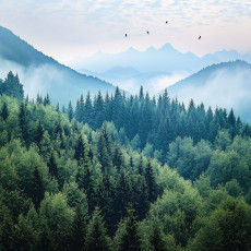 Papier peint 3D montagnes forêt brouillard nature chambre salon papier peint intissé