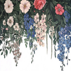 Papier peint photo « Fleurs suspendues et feuilles » pour chambre ou salon, papier peint intissé, 150 x 105