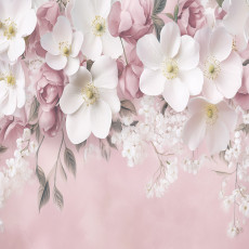 Papier peint photo « Fleurs suspendues » rose béton pour les murs de la chambre ou du salon, 150 x 105