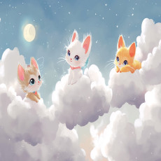 Papier peint pour enfants chats sur les nuages papier peint pour chambre d'enfant