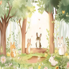 Papier peint pour enfants animaux forêt arbres papier peint pour chambre d'enfant