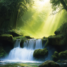 Papier peint photo cascade 3D forêt paysage pour mur chambre salon