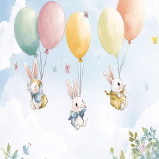 Papier peint pour fille lapins nuages papier peint pour chambre d'enfant