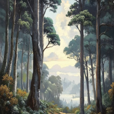 Papier peint 3D forêt arbres nature paysage pour mur chambre salon