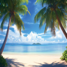 Papier peint photo plage palmiers mer paysage pour la chambre à coucher salon