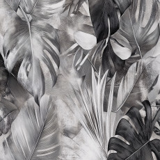 Papier peint photo « Feuilles de monstera » en noir et blanc pour les murs de la chambre ou du salon, 150 x 105