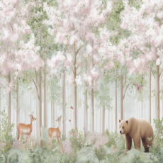 Papier peint pour enfants forêt arbres chevreuils papier peint pour chambre de fille